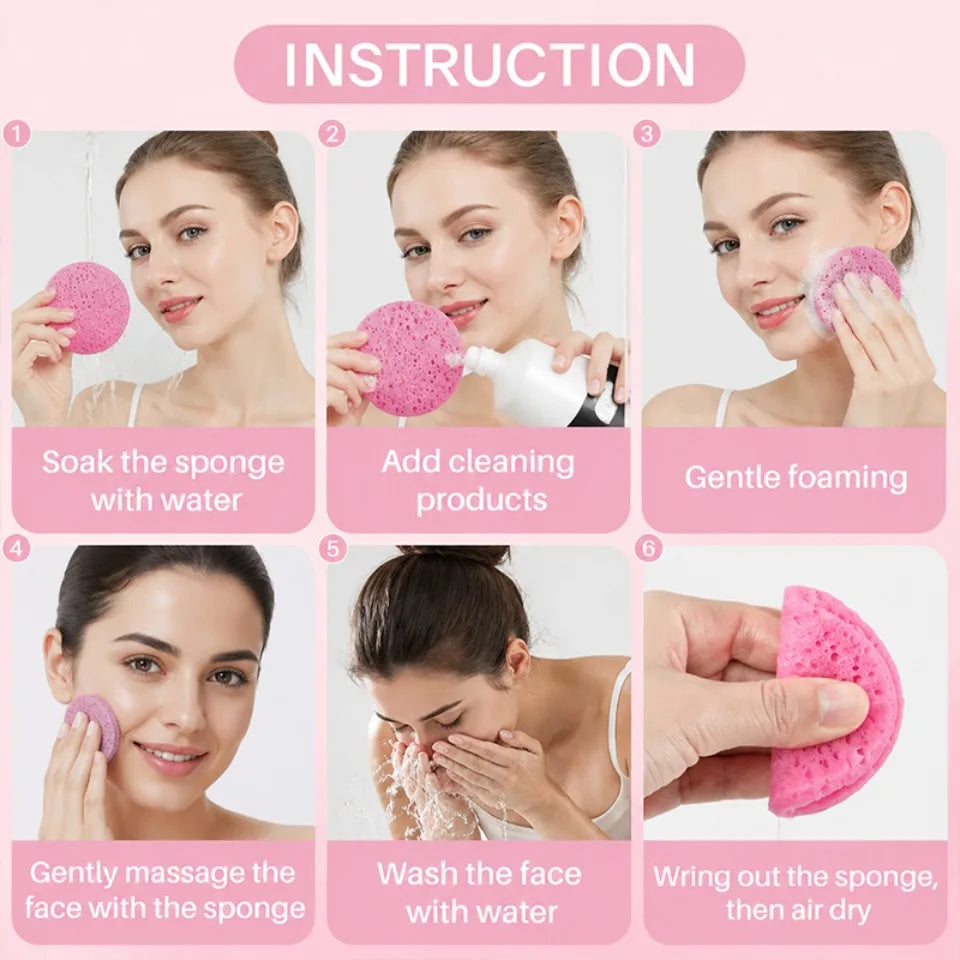 Reusable Round Facial Cleansing Sponges 10/20pcs – Pink Facial Cleansing Sponges PLUSH
