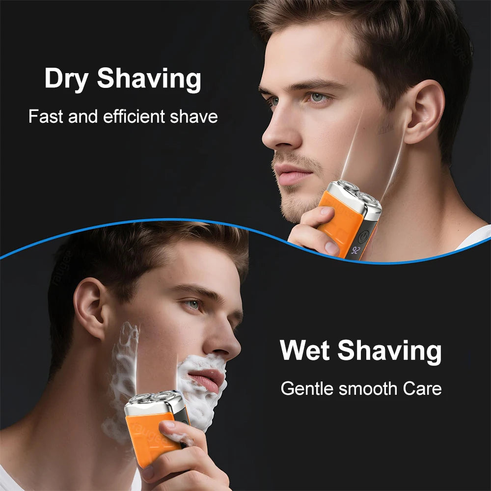 Raugee Mini Electric Shaver for Men – Dual Blade Rotary Razor Electric Shaver PLUSH
