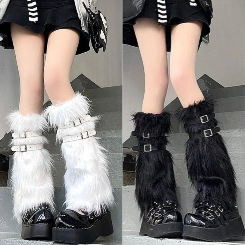 Y2K Faux Fur Leg Warmers & Boot Cuffs for Women – Winter Faux Fur Leg Warmers PLUSH