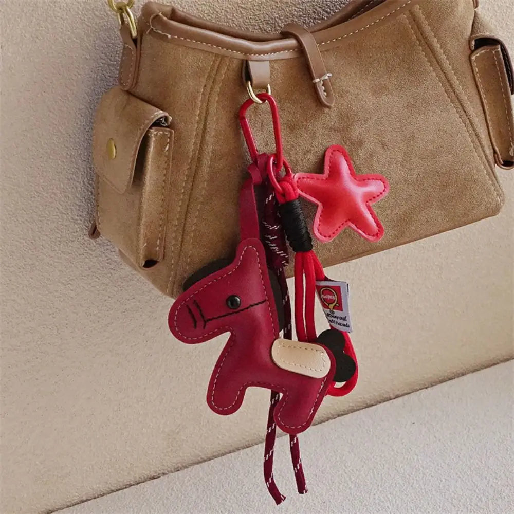 Cartoon Pony Leather Bag Charm & Keychain – Braided Rope Bag Charm Keychain PLUSH