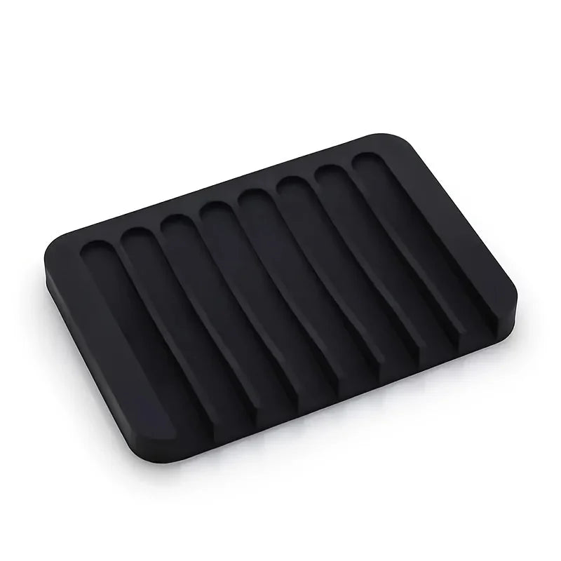 Silicone Square Soap Holder with Drainage – No Drilling Soap Dish Holder PLUSH black L