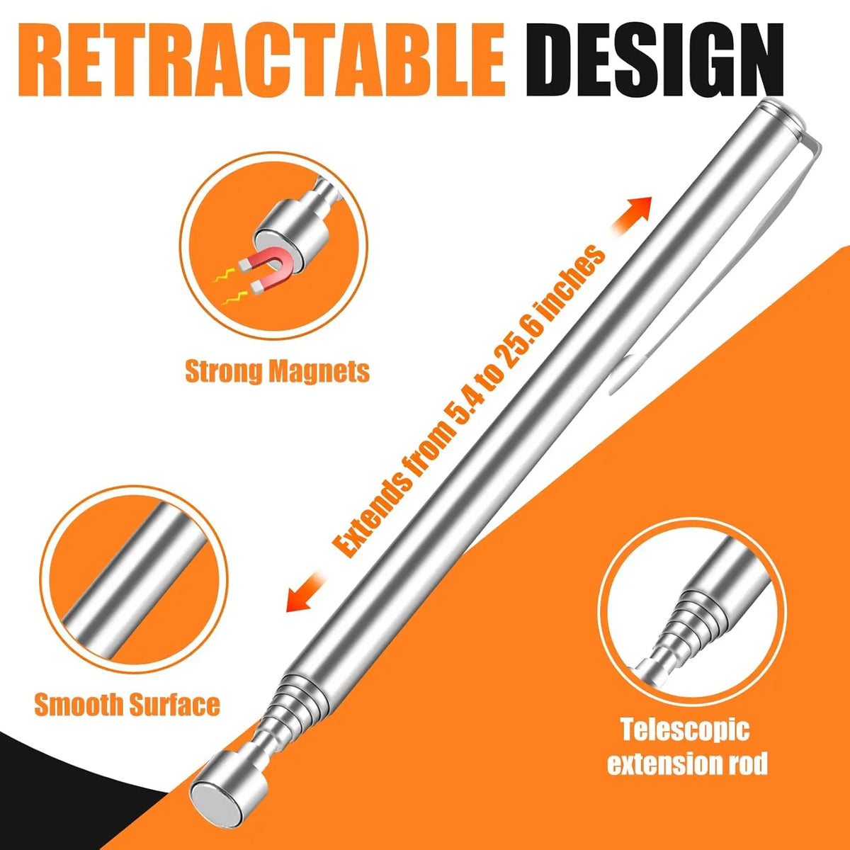Telescoping Magnetic Pickup Tool – Extendable Magnet Stick Magnetic Pickup Tool PLUSH 1PC 1.5LB