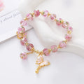 Butterfly Rose Beaded Bracelet – Vintage Lampwork Glass Charm Beaded Charm Bracelet PLUSH Pink