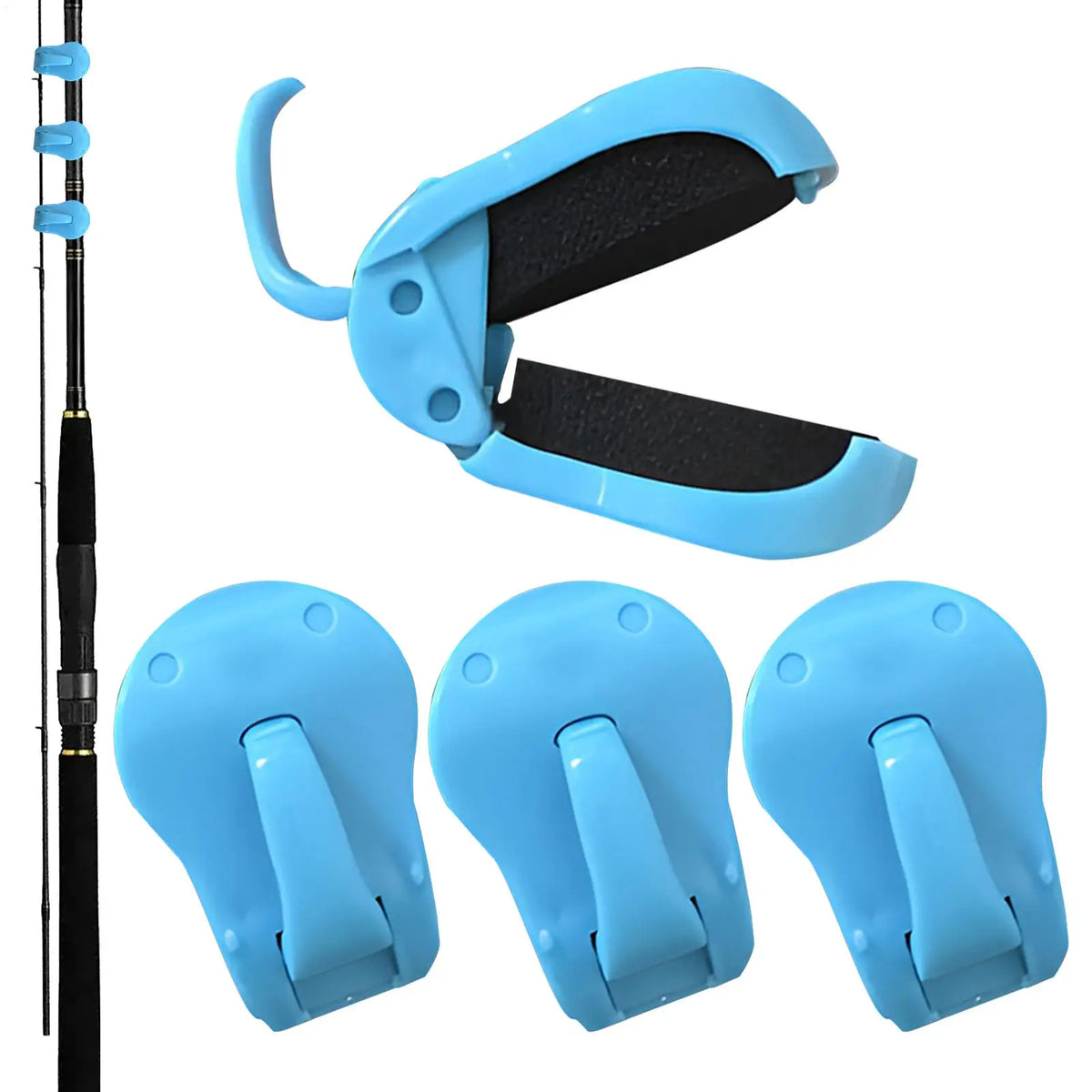 Fishing Rod Clips 4-Pack – Quick-Attach Secure Grip Holder Fishing Rod Holder PLUSH