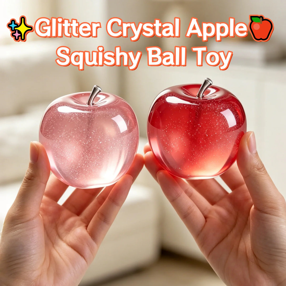 Glitter Crystal Apple Squishy Ball – 3D Sensory Fidget Toy Sensory Fidget Toy PLUSH