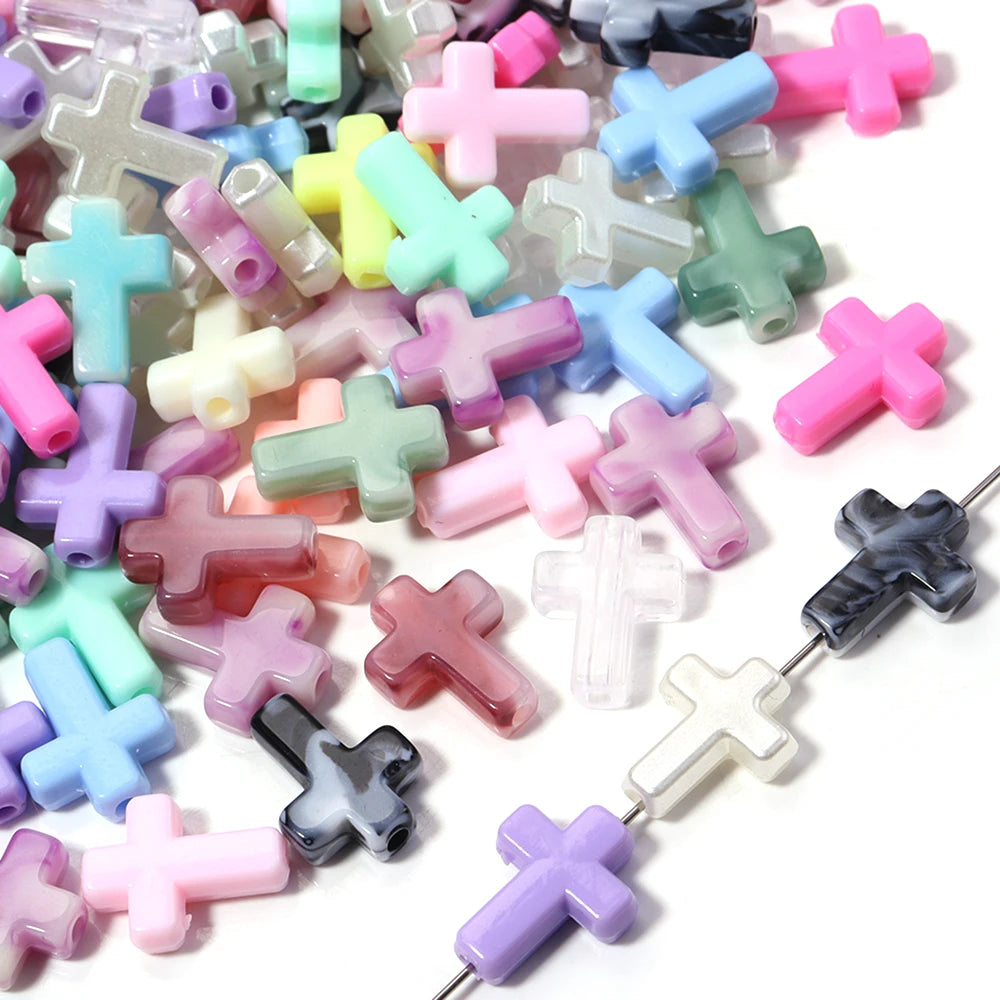 100pcs Cross Acrylic Spacer Beads 12x15.5mm – DIY Jewelry Making Acrylic Spacer Beads PLUSH
