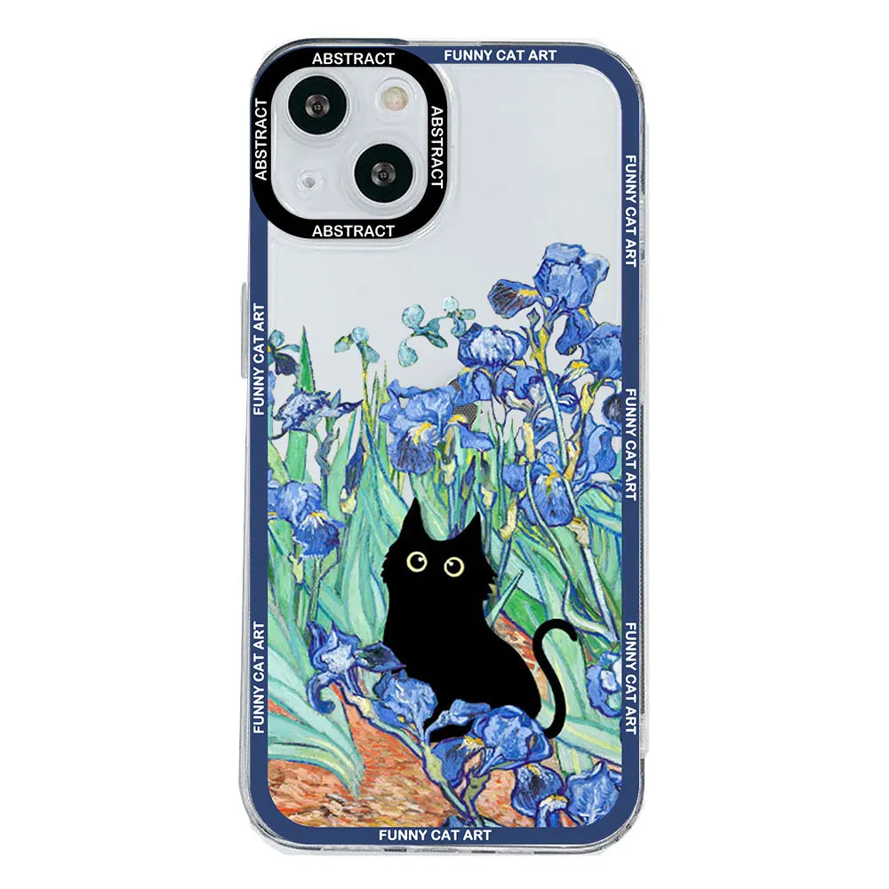 Van Gogh Starry Night Cat Transparent iPhone Case – TPU Cover Phone Case PLUSH Style 6 For iPhone 12ProMax