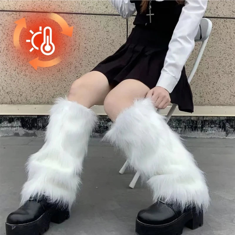 Y2K Faux Fur Leg Warmers & Boot Cuffs for Women – Winter Faux Fur Leg Warmers PLUSH
