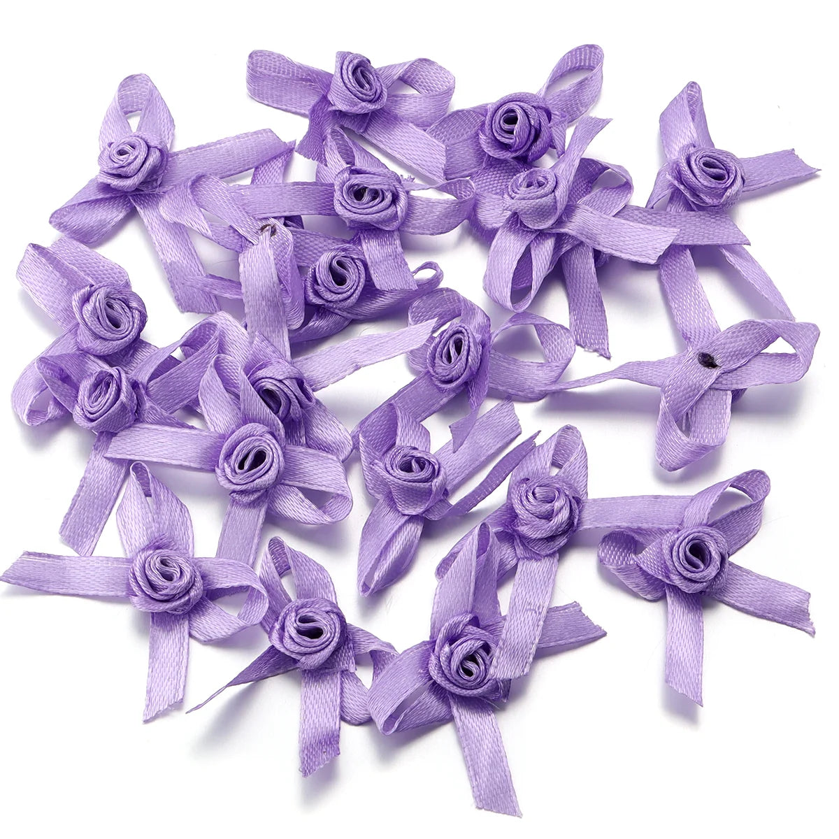 50pcs Satin Ribbon Bows 3.5x4.5cm – Colorful DIY Craft Bowknots Satin Ribbon Bows PLUSH Purple 3.5x4.5cm
