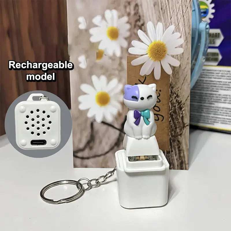 LED Sound Fidget Keychain – Dog & Cat Clicker Toy USB-C Fidget Keychain Toy PLUSH Cat USB