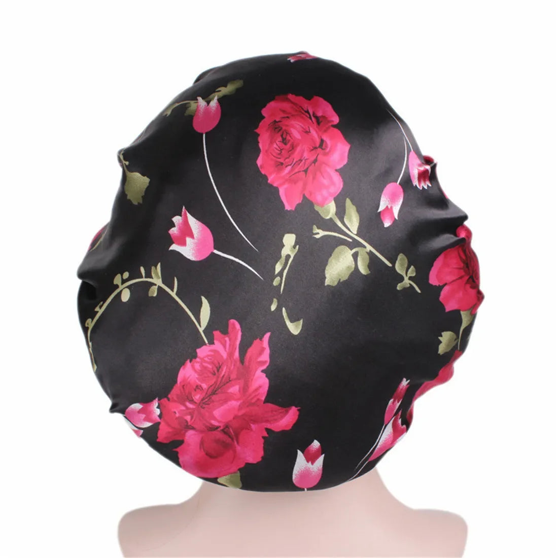 Women Satin Bonnet Floral Wide Band Sleep & Shower Hair Wrap Satin Sleep Bonnet PLUSH NO.1