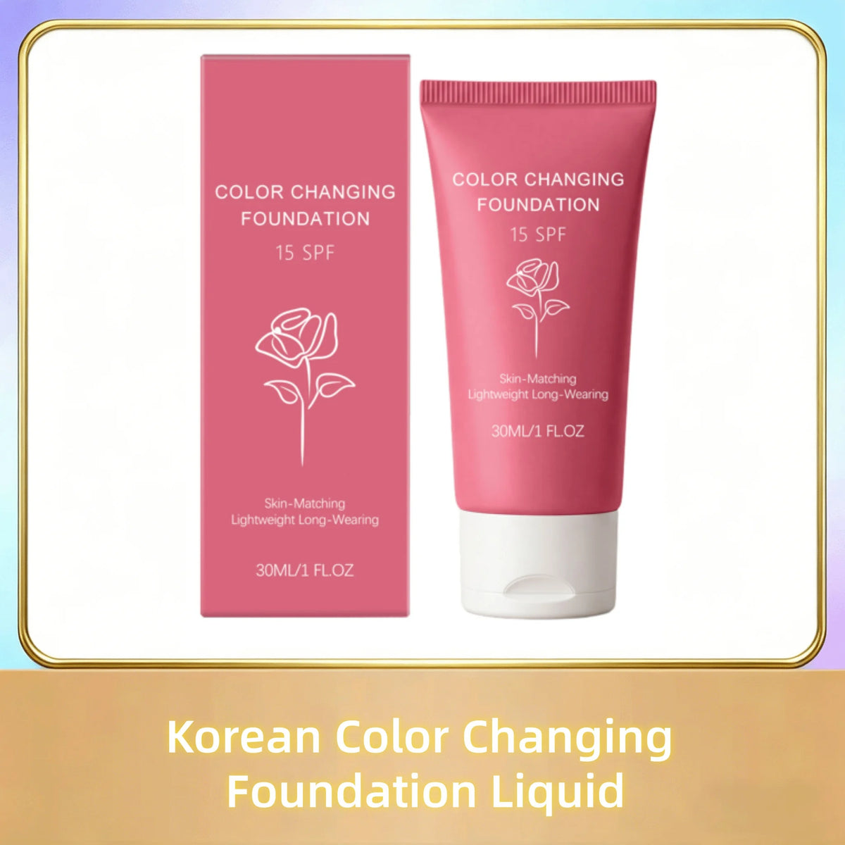 Korean Color Changing Foundation – SPF 15 Skin Tone Adapt Base Liquid Foundation PLUSH 30g Boxed
