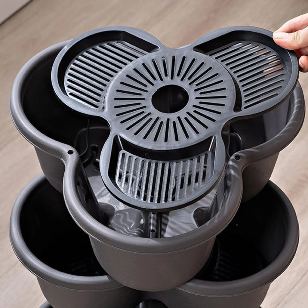 5-Tier Stackable Planter Tower with Wheels – 5pcs Gray Stackable Planter Tower PLUSH