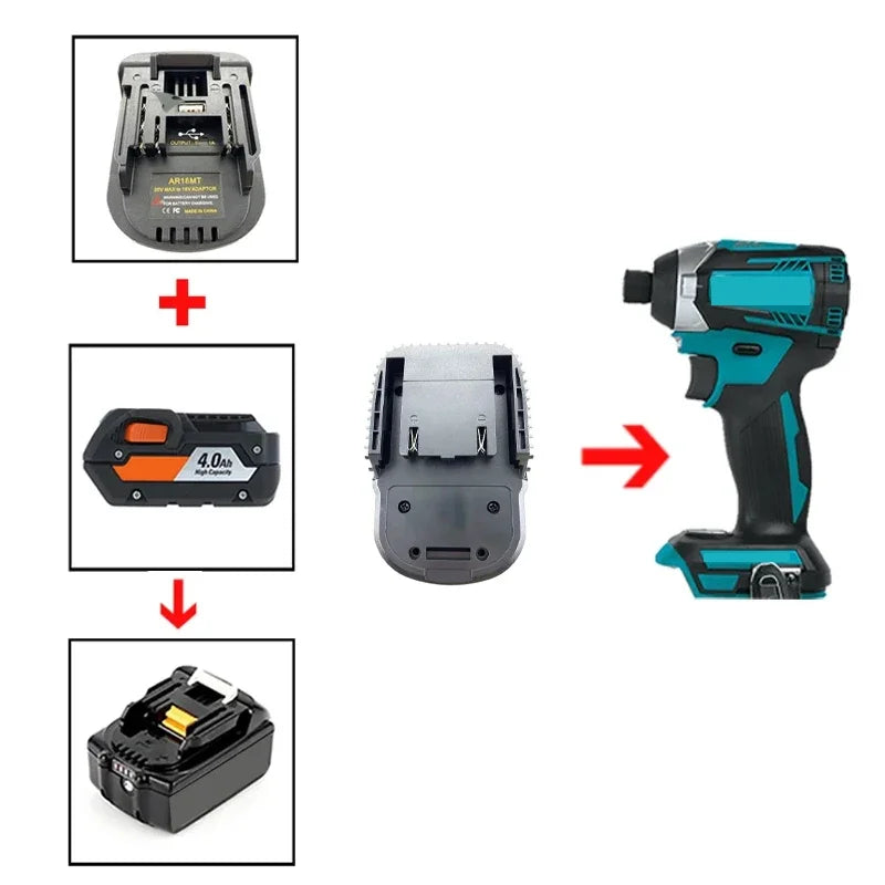 ZWINCKY AR18MT Ridgid/AEG 18V to Makita 18V Battery Adapter Battery Adapter PLUSH
