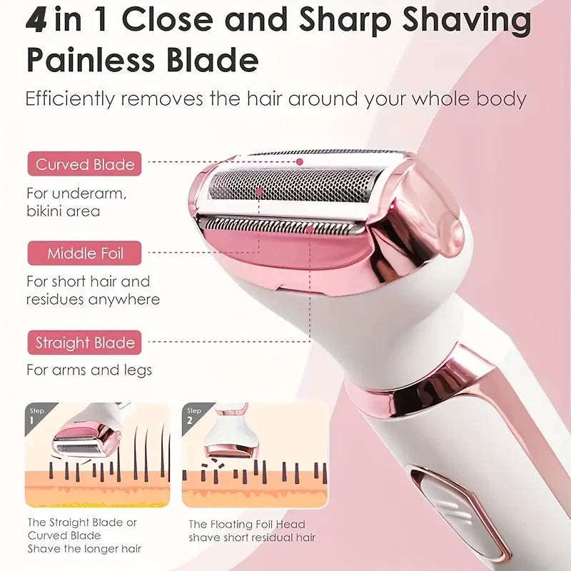 Women's 4-in-1 Rechargeable Electric Shaver & Grooming Kit Women's Electric Shaver PLUSH