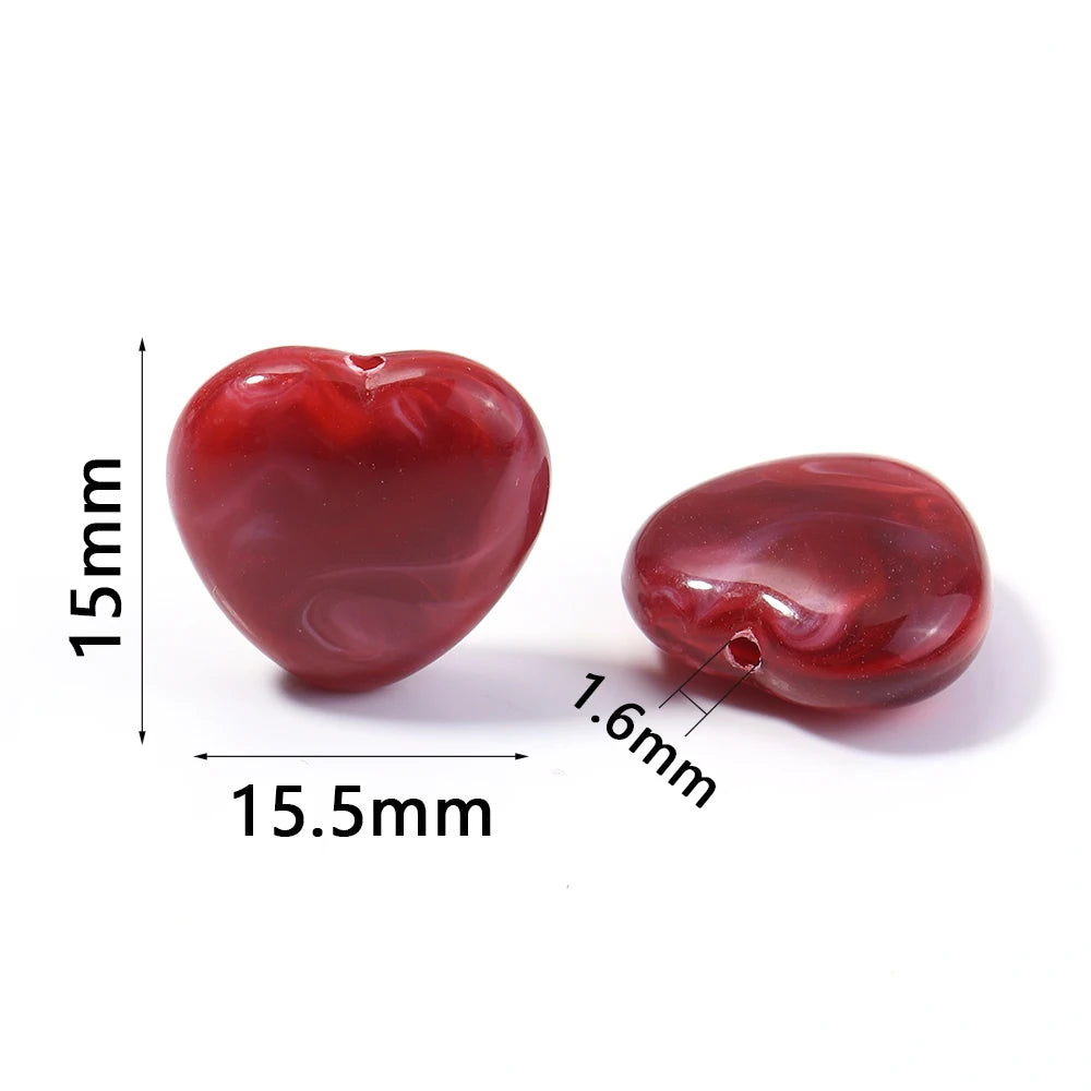 30pcs Heart Dual-Color Marbled Acrylic Spacer Beads | DIY Jewelry Acrylic Spacer Beads PLUSH