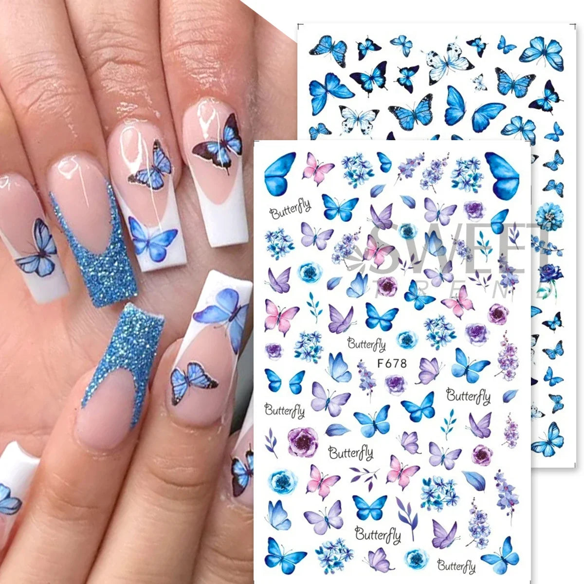 10pcs 3D Butterfly Nail Art Stickers – Holographic Floral Decals Nail Art Stickers PLUSH