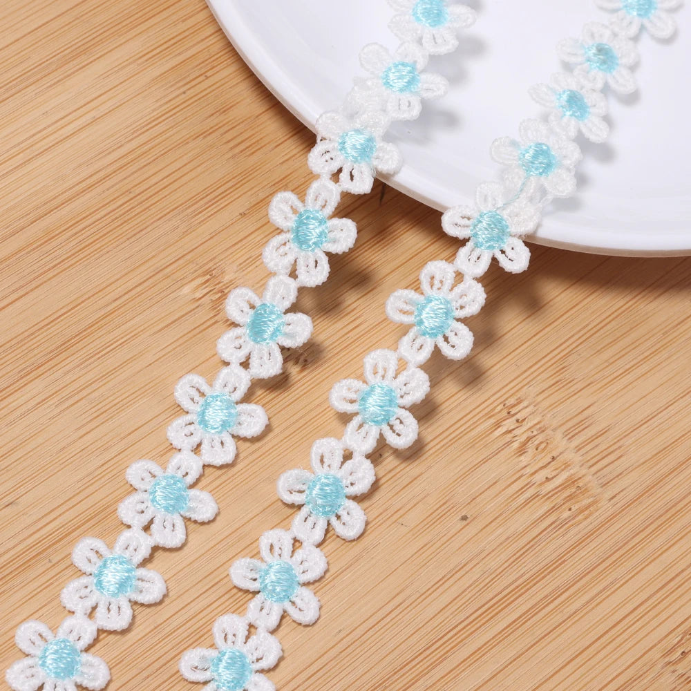 3 Yards Flower Lace Trim 1.5cm Polyester – DIY Craft Decor Lace Trim Ribbon PLUSH blue 1.5cm