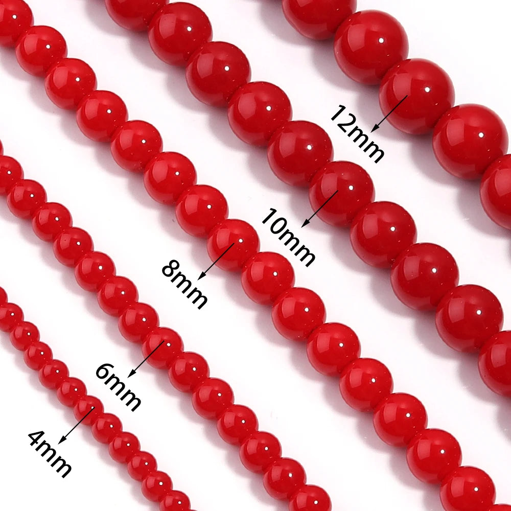 Red Coral Stone Round Spacer Beads 4–12mm | DIY Jewelry Stone Spacer Beads PLUSH