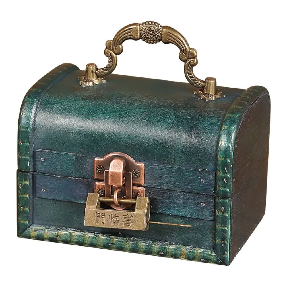 Vintage Wooden Suitcase Jewelry Box – Antique Retro Organizer Jewelry Storage Box PLUSH