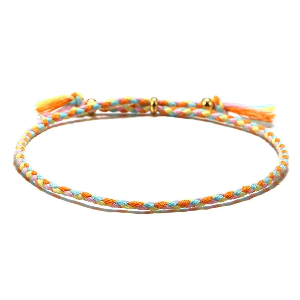 Adjustable Woven Bracelet – Colorful Bohemian Braid Charm Woven Charm Bracelet PLUSH G