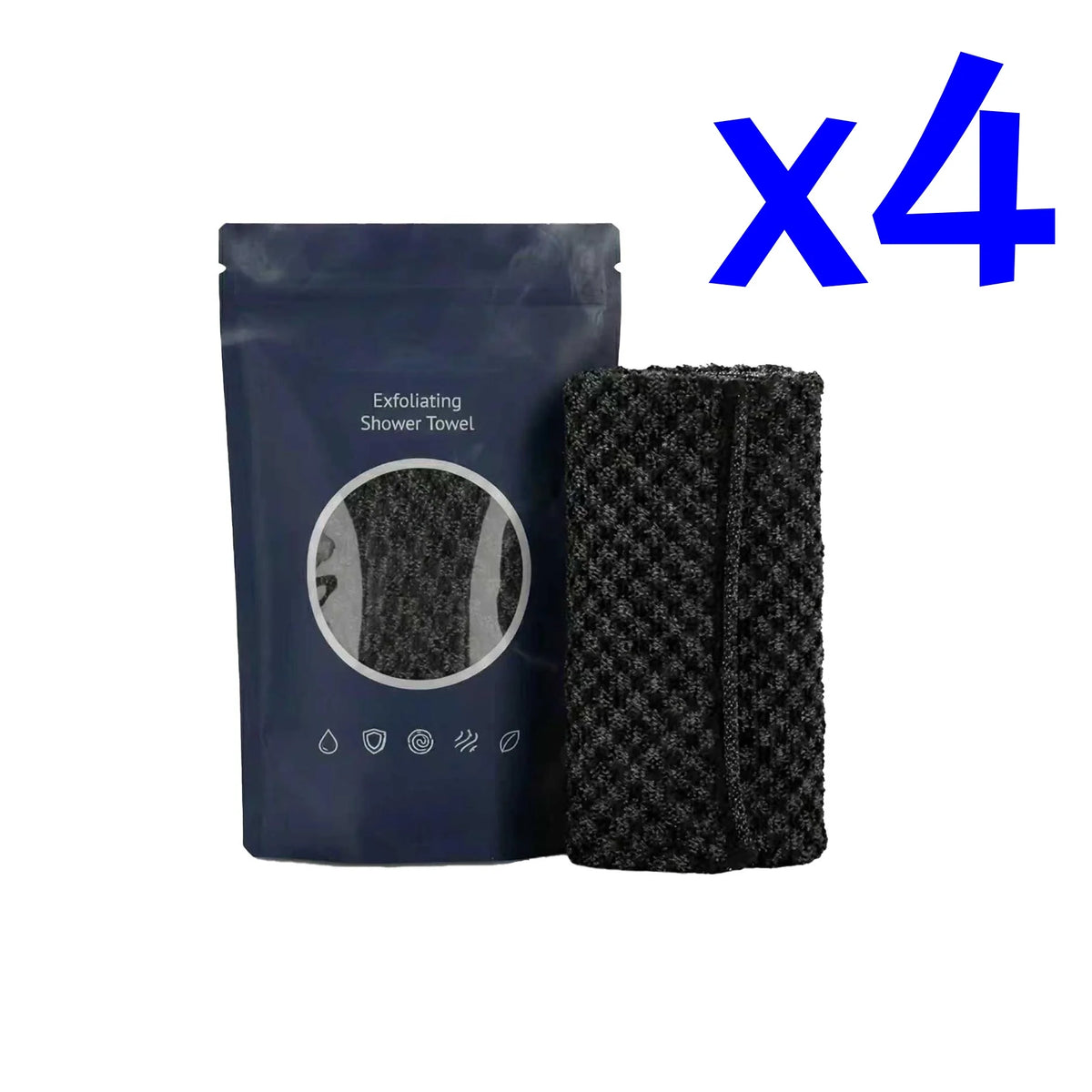 Ultra-Long Exfoliating Back Scrubber Towel for Men & Women Exfoliating Bath Scrubber PLUSH 4 x 1pc in bag