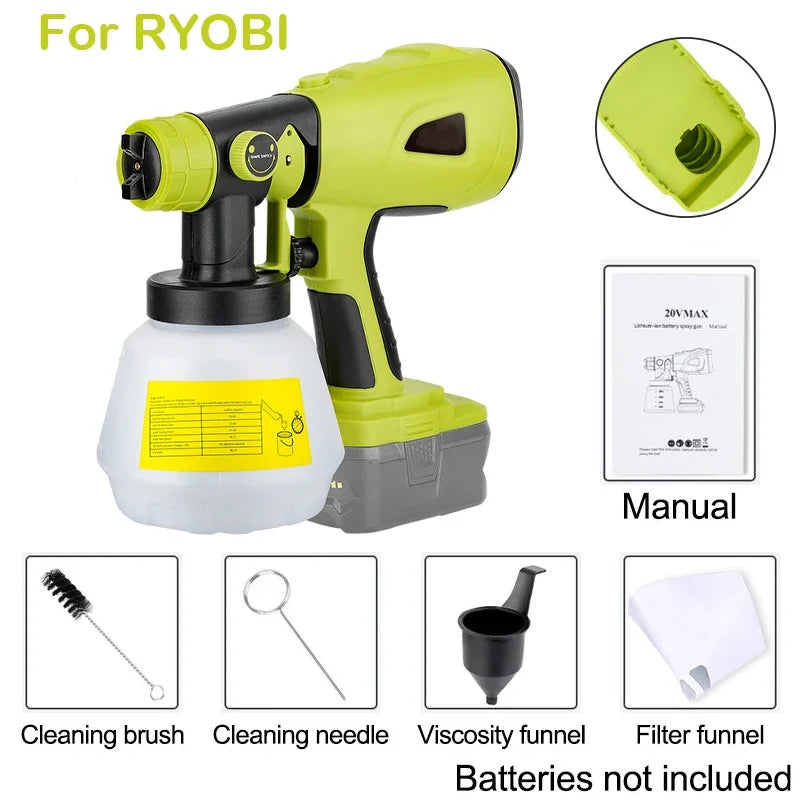 ZUIDID 800ML Cordless Paint Sprayer for RYOBI 18V Battery 200W Cordless Paint Sprayer PLUSH China Mainland For RYOBI