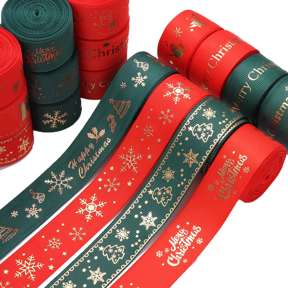 5 Yards Gold Foil Christmas Ribbon – Gift Wrap & DIY Decor Craft Ribbon PLUSH