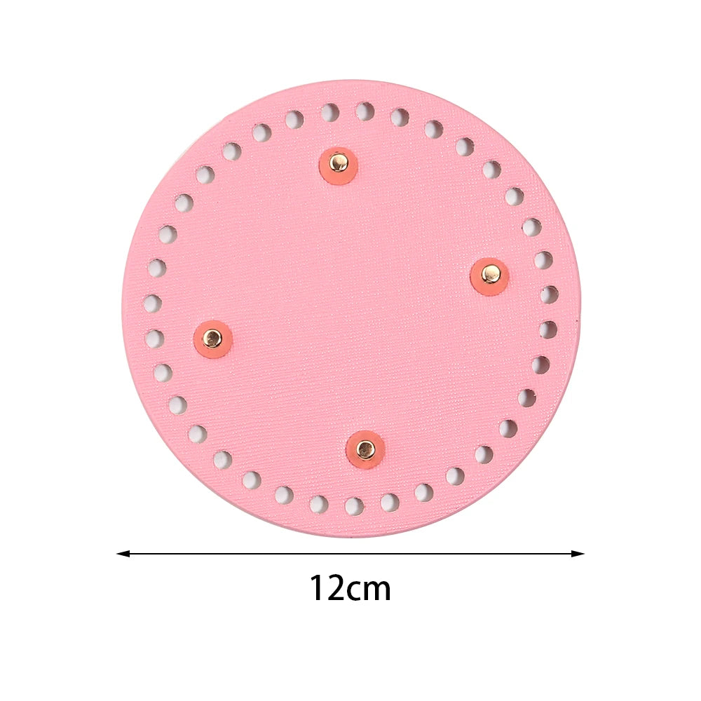 Round PU Leather Bag Base with Rivets – 12/15/18cm DIY Handbag Bag Making Base PLUSH pink 12cm