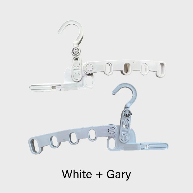 Portable Foldable Travel Hanger | 5-Hole Clothes Drying Rack Foldable Travel Hanger PLUSH Gray and White