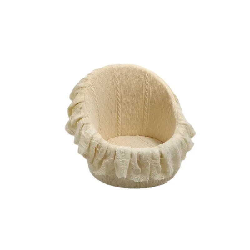 Newborn Photography Prop Mini Lace Round Sofa Bean Bag Photography Prop Sofa PLUSH