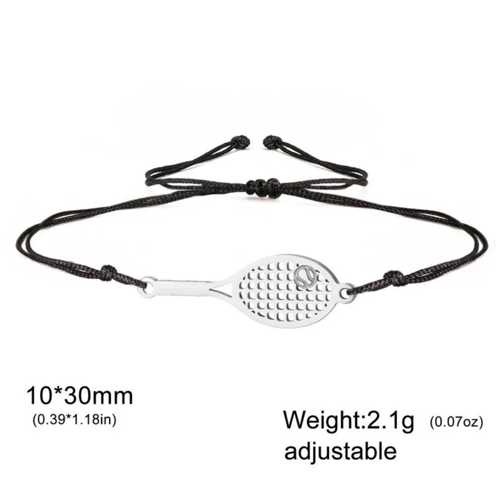 Tennis Racket Bracelet – Stainless Steel Sport Bangle Sport Chain Bracelet PLUSH Style 5