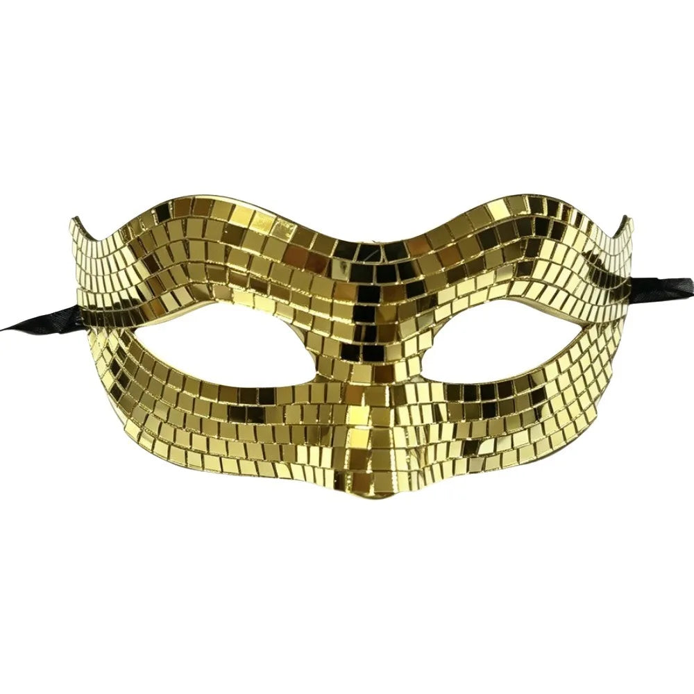 Disco Ball Glitter Masquerade Mask – Gold & Silver Costume Costume Mask PLUSH Gold