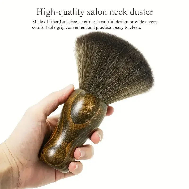 2-Pack Barber Neck Brush – Nylon Bristle Wooden Handle Barber Neck Brush PLUSH
