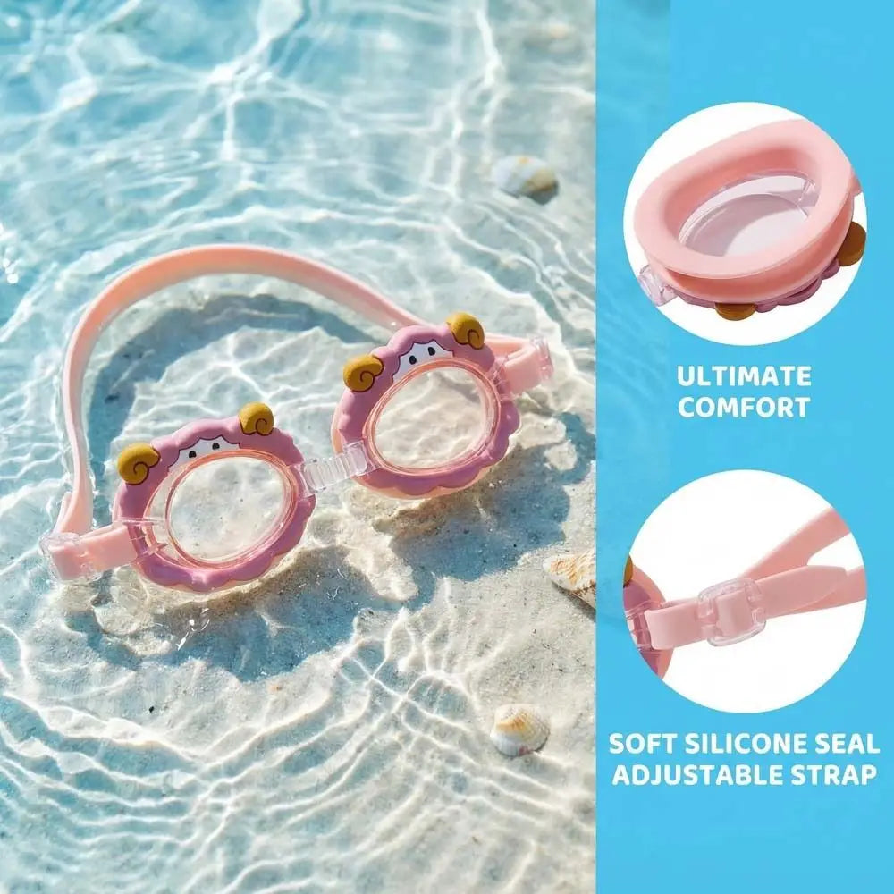 Kids Cartoon Animal Swimming Goggles – HD Vision & Adjustable Kids Swim Goggles PLUSH