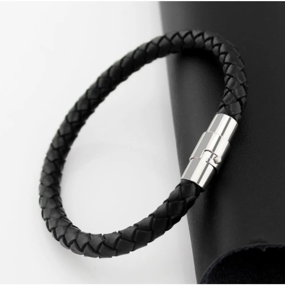 Braided Leather Bracelet Unisex Magnetic Clasp – Multi Colors Leather Cord Bracelet PLUSH