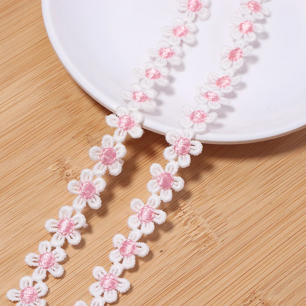 3 Yards Flower Lace Trim 1.5cm Polyester – DIY Craft Decor Lace Trim Ribbon PLUSH light pink 1.5cm