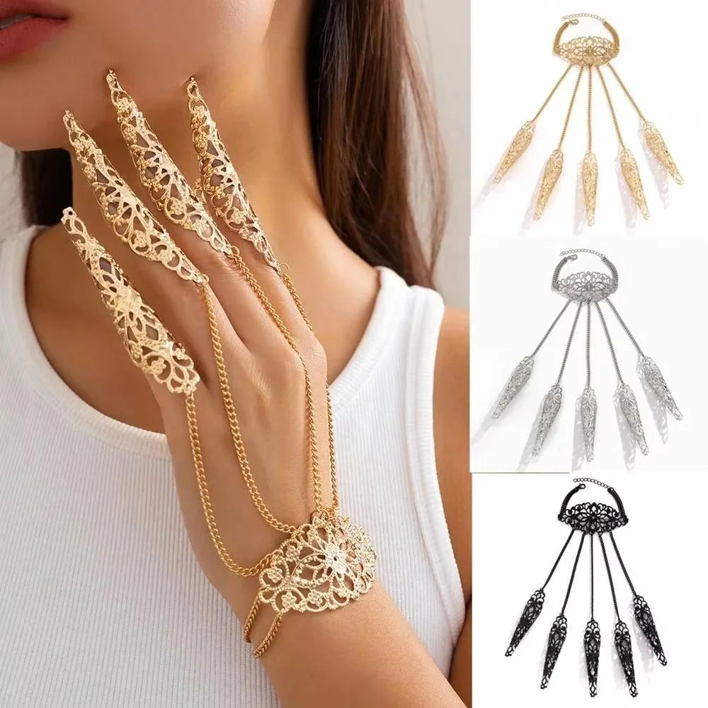 Gothic Punk Hand Harness Finger Ring Bracelet – Claw Jewelry Hand Harness Bracelet PLUSH