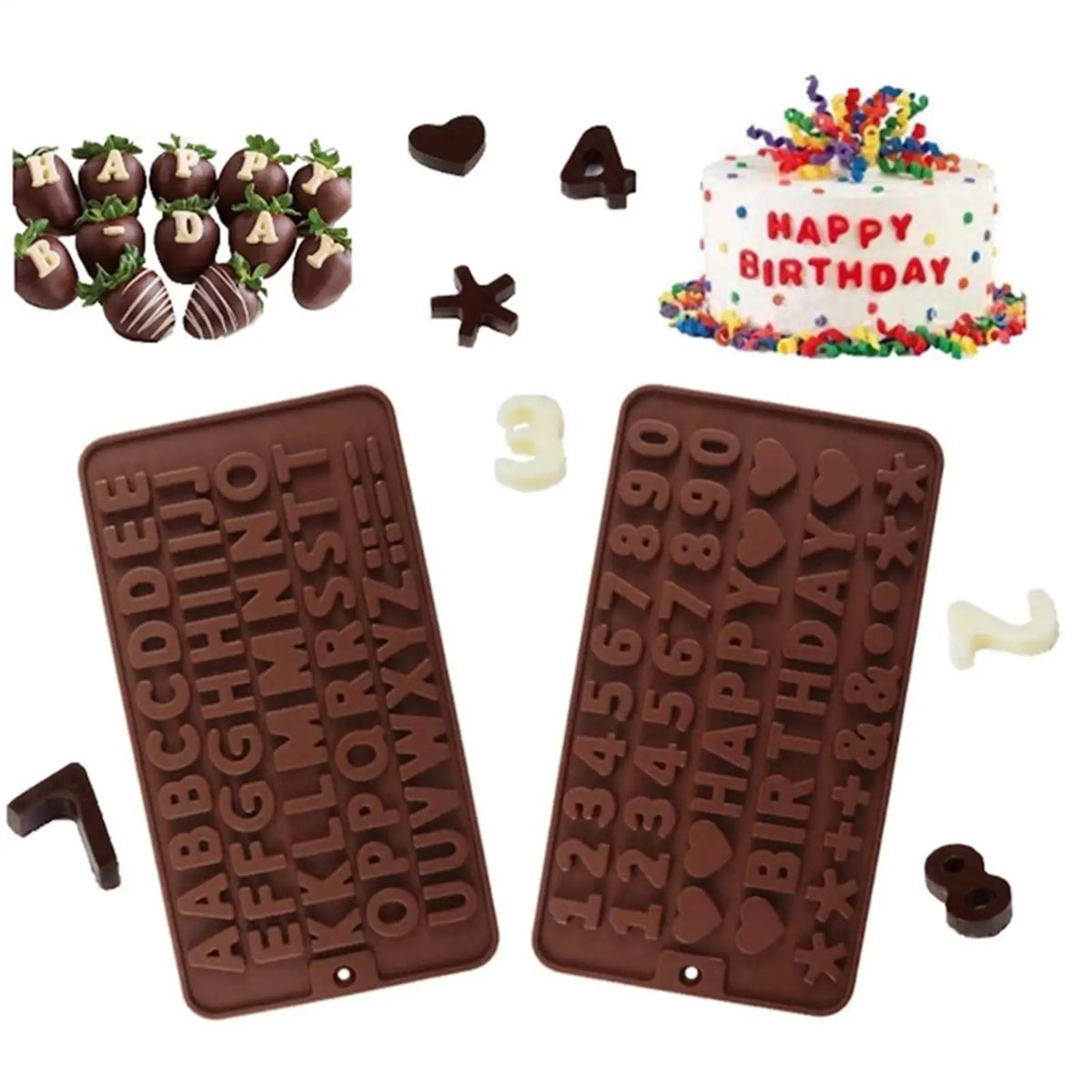 Silicone Chocolate Molds – Button, Letter & Number Shapes Silicone Baking Mold PLUSH