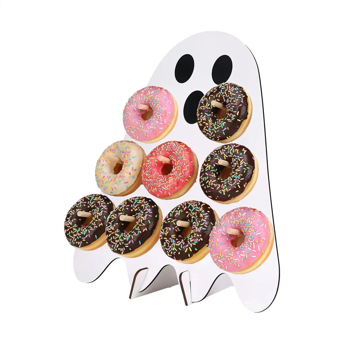 Halloween Ghost Bamboo Donut Board Stand – 9-Slot Dessert Display Dessert Display Stand PLUSH