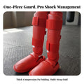 PU Leather Karate Shin Guards with Ankle Protector – Men & Women Martial Arts Shin Guards PLUSH Blue