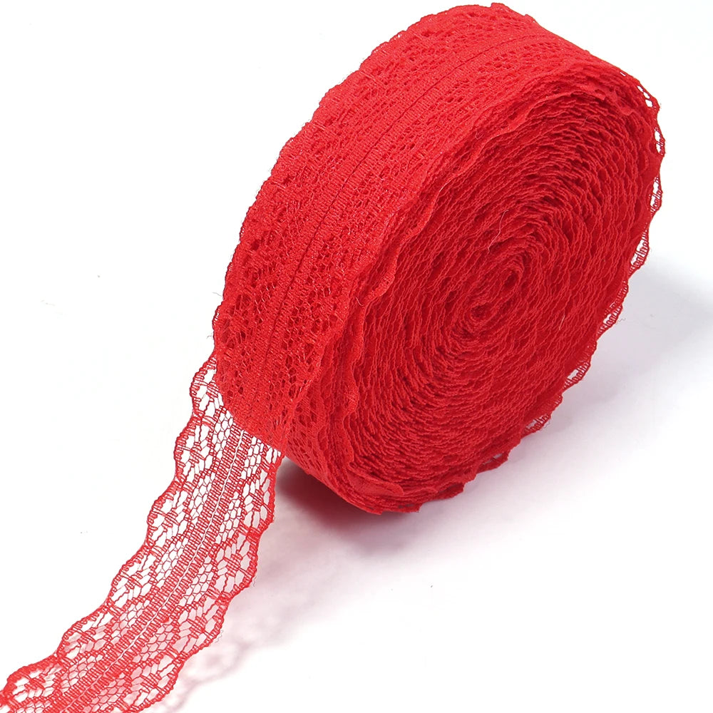 20 Yards 28mm Lace Ribbon – DIY Chokers, Bows & Sewing Trim Lace Ribbon Trim PLUSH red