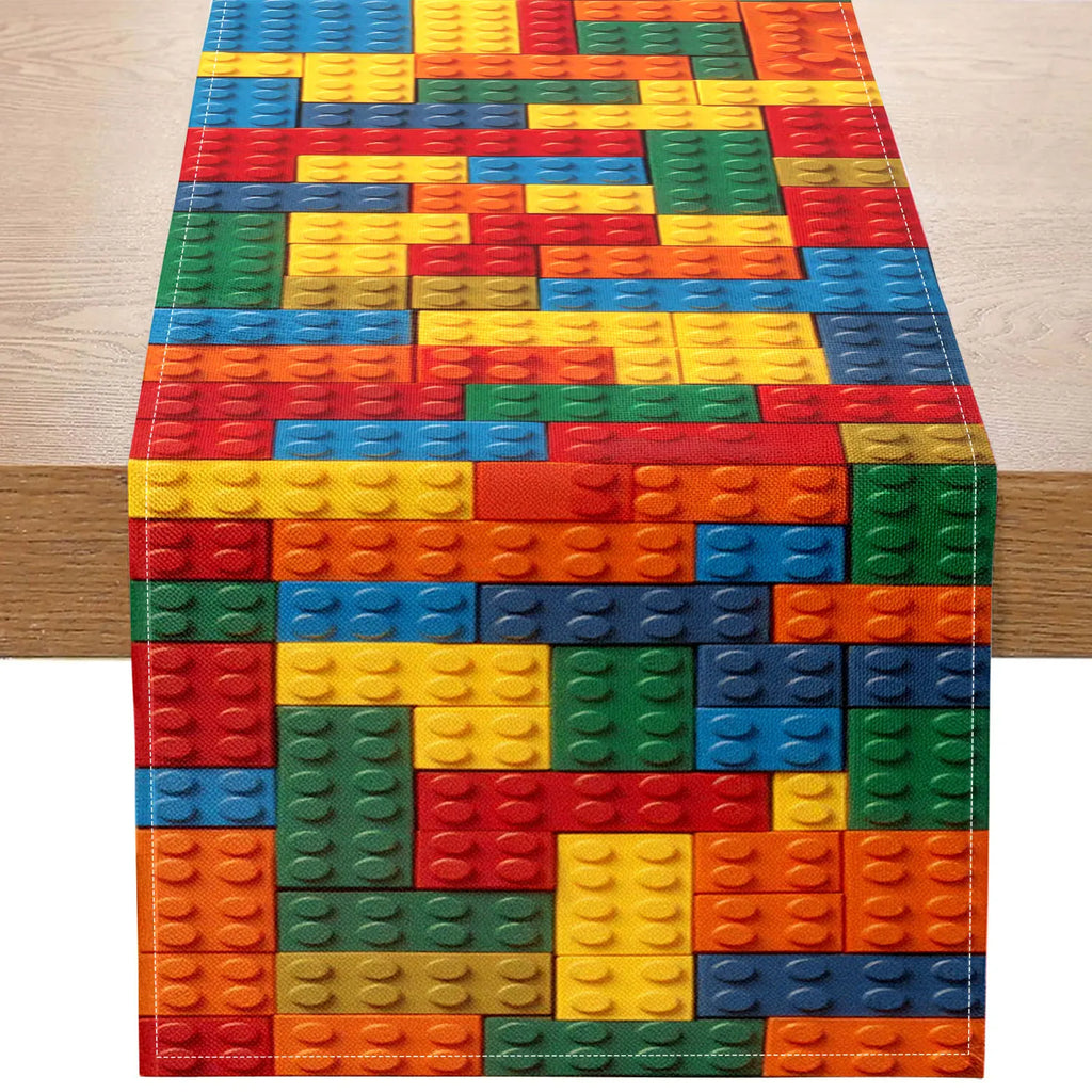 Building Brick Pattern Table Runner – Kids Room & Party Décor Table Runner PLUSH A 33X90Cm