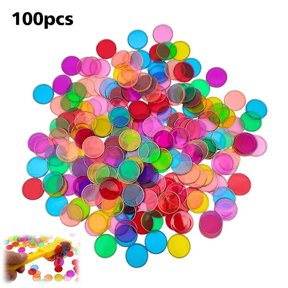 Montessori Magnetic Bingo Chips & Wand Set – 100pc Color Sort Educational Game Set PLUSH 100pcs