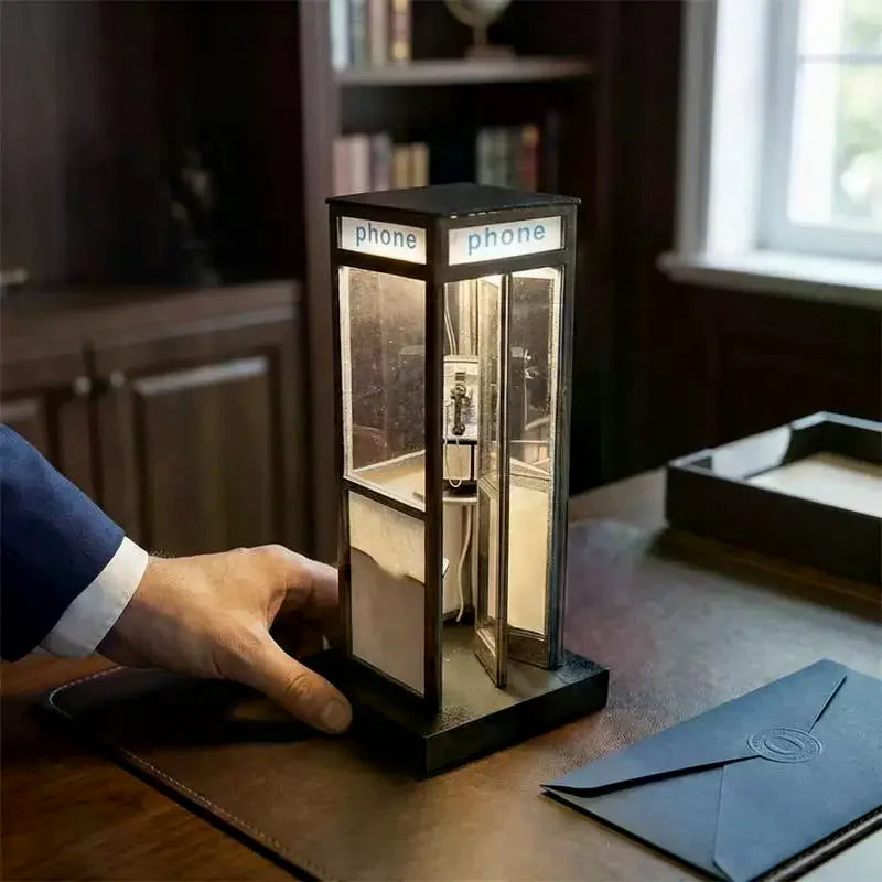 Retro Telephone Booth Table Lamp – Warm LED Night Light Decorative Table Lamp PLUSH