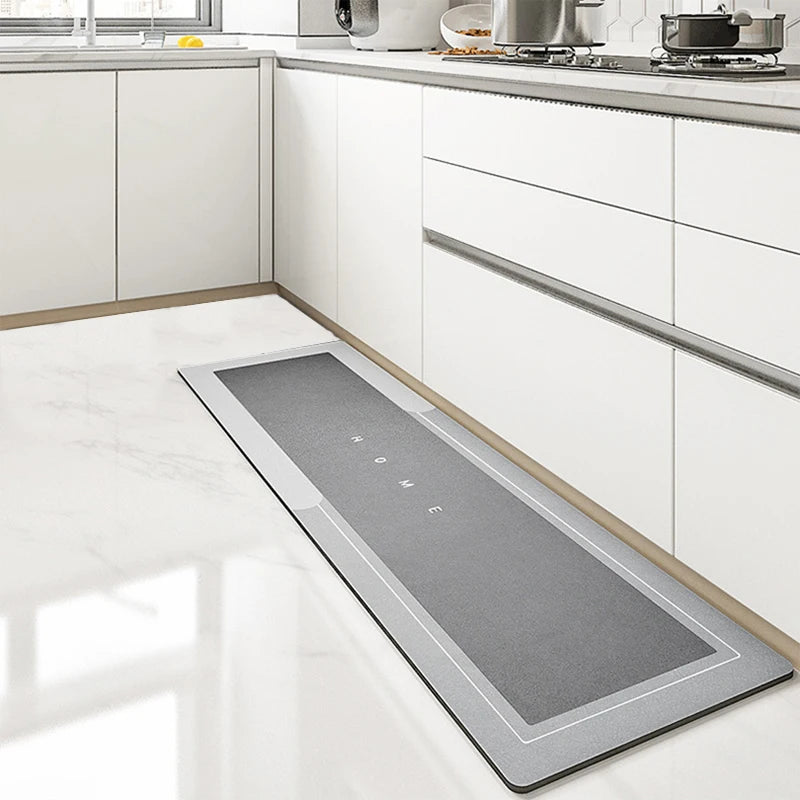 Anti-Slip Water-Absorbing Floor Mat – Kitchen Bath Hallway Rug Non-Slip Floor Mat PLUSH Light Grey 40x100cm