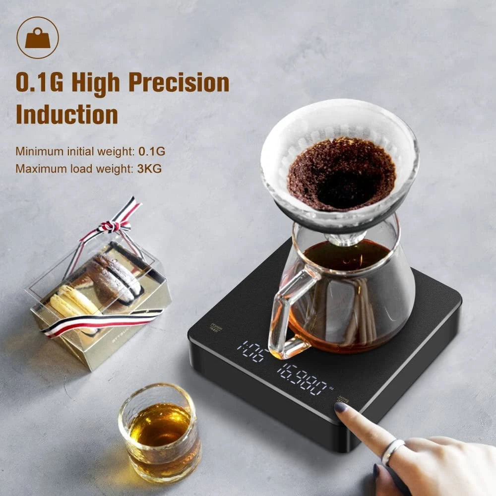 USB Rechargeable Digital Coffee Scale with Timer | 0.1g LED Digital Coffee Scale PLUSH