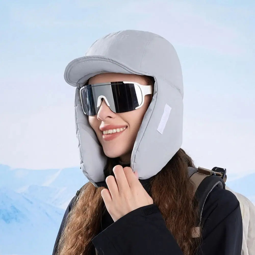 Windproof Winter Hat with Face & Ear Cover – Unisex Ski Cap Winter Earmuff Hat PLUSH