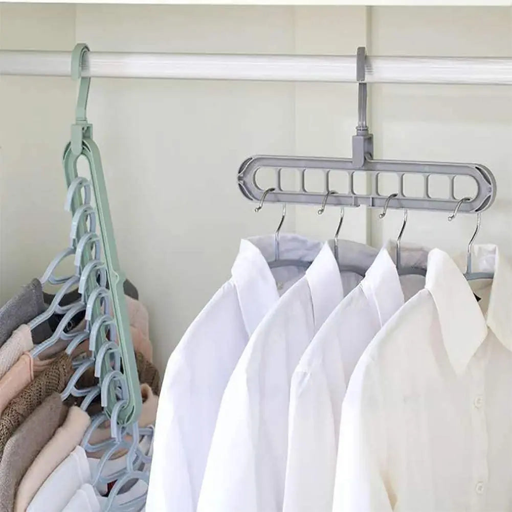 Foldable 9-Hole Closet Organizer Hanger – Space Saving Rack Closet Organizer Hanger PLUSH