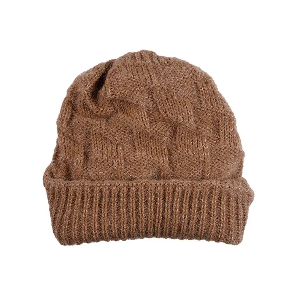 Women's Thick Cable Knit Beanie Hat – Warm Winter Knit Cap Knit Beanie Hat PLUSH C One size